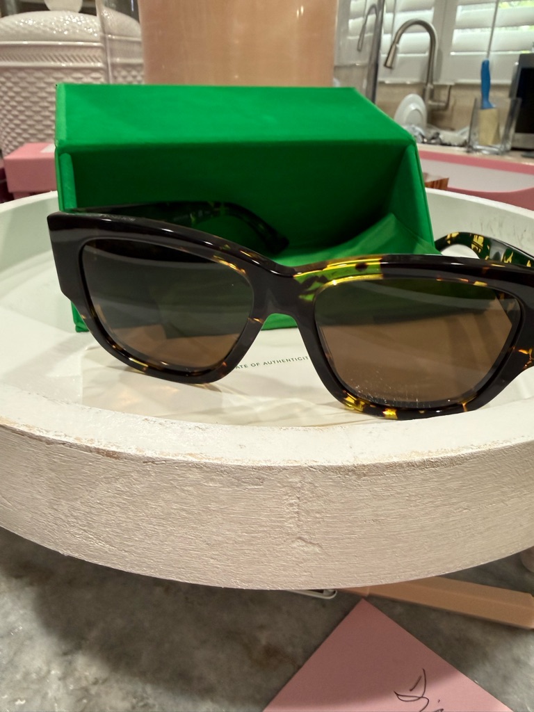Bottega Veneta Tortoiseshell Sunglasses With Side Bling. Nwot